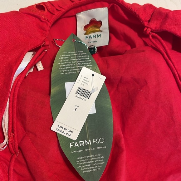 New Farm Rio Porcelain Garden Red Linen Midi Dress size Small - Picture 11 of 17